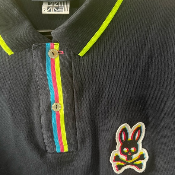 Psycho Bunny Navy Polo with Neon Accents - Picture 2 of 3